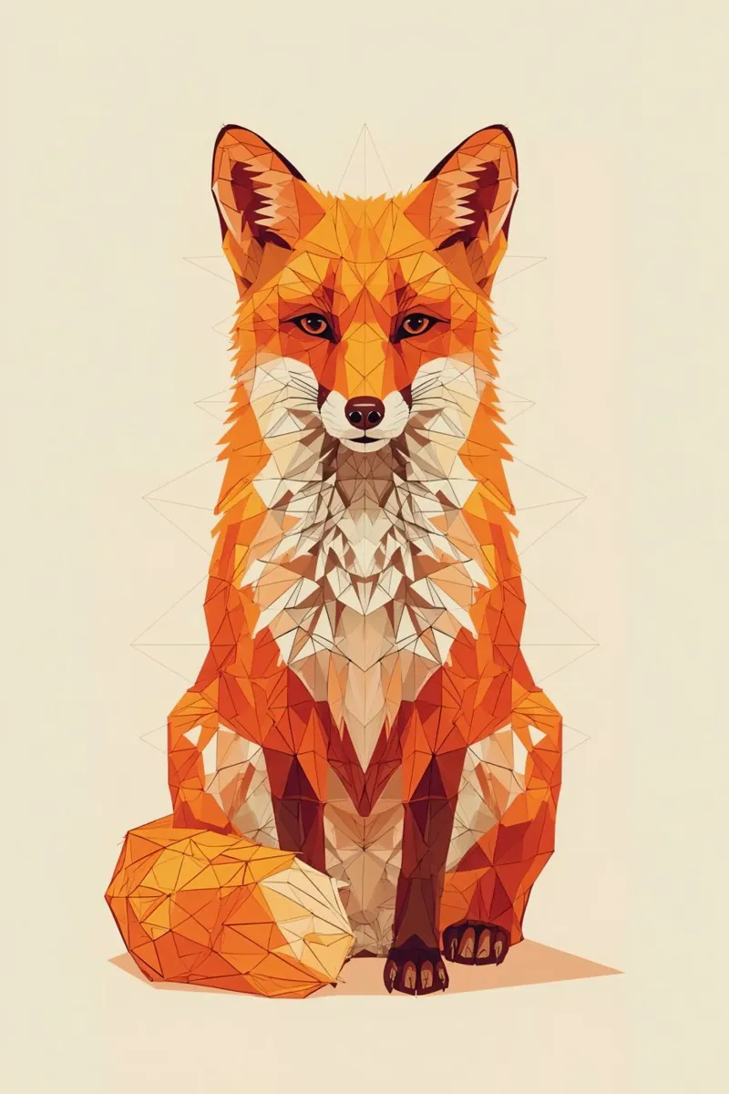 Illustrazione geometrica di una volpe con design poligonale poster con telaio in plastica da DesignDoodle