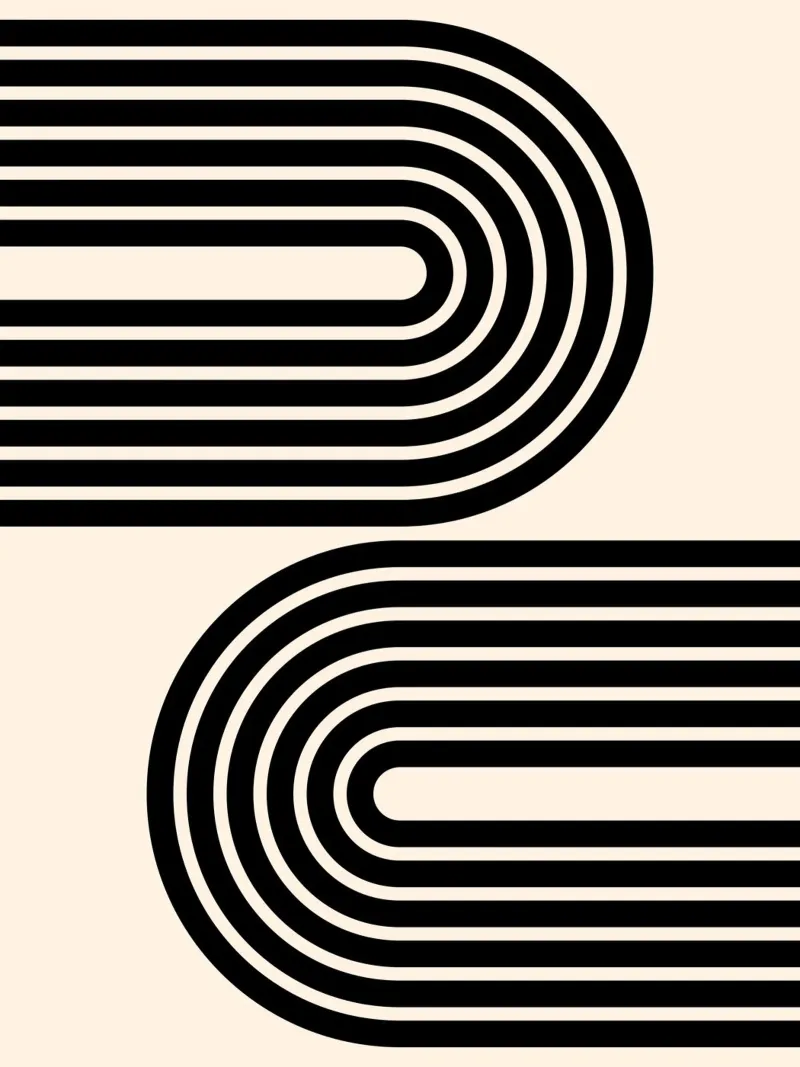 Arco geometrico minimalista a strisce in grassetto nero su avorio poster con telaio in legno da Beauty in Simplicity
