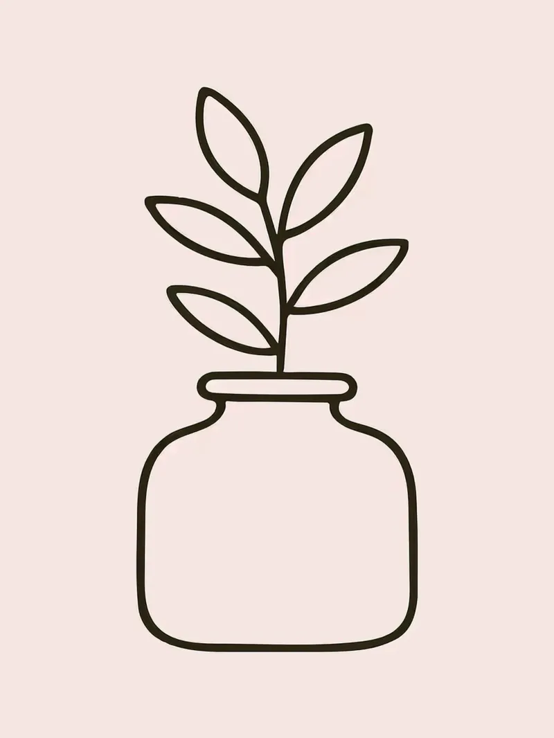 Illustrazione di una pianta minimalista in un vaso poster con telaio in plastica da Maria Maier