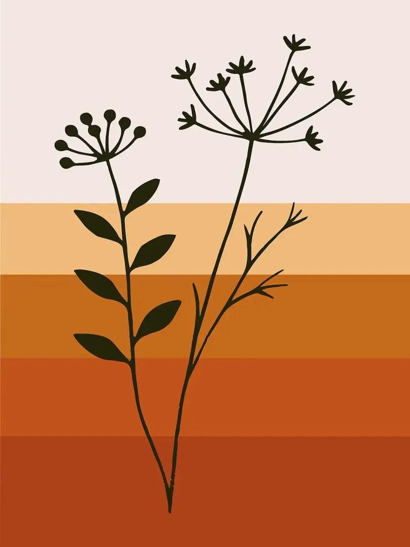 Arte floreale minimalista con i toni della terra tela con Cornice a cassetta da Maria Maier