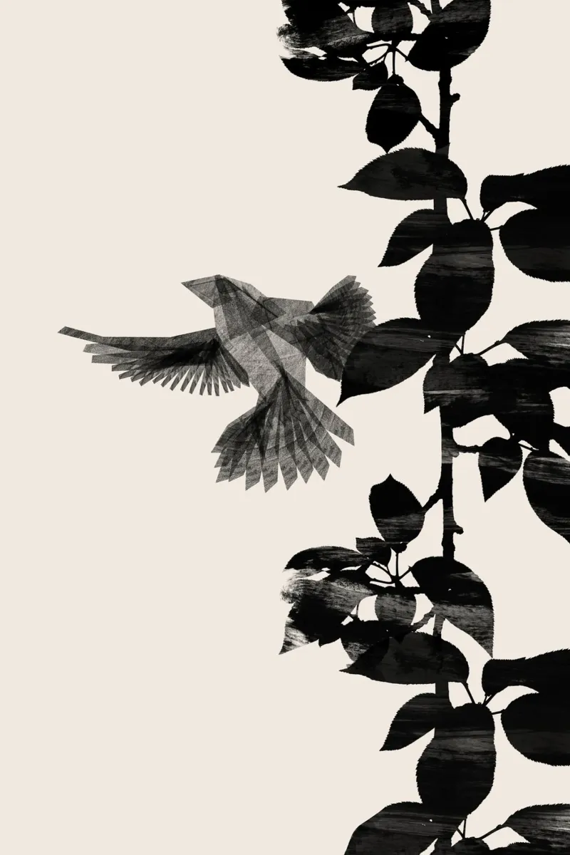 Danushka - Uccello botanico A poster con telaio in plastica da The Artcircle