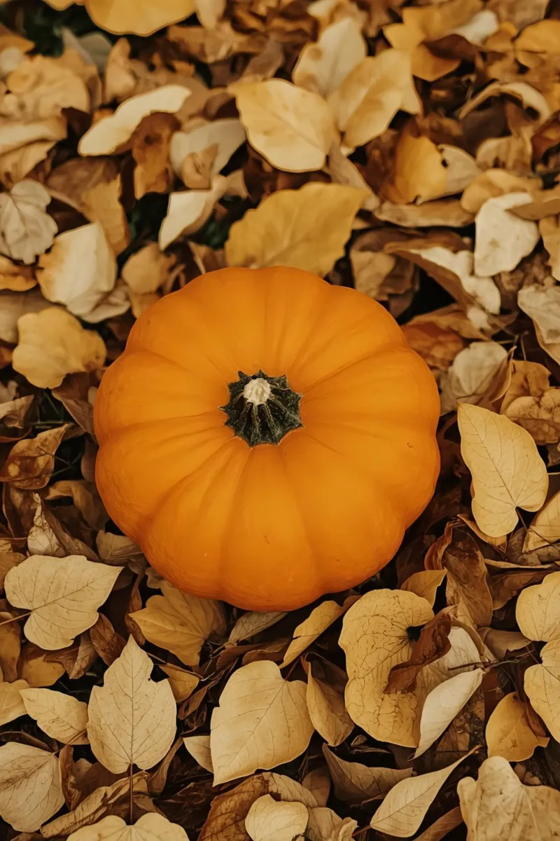 Zucca arancione su foglie autunnali cadute tela con Cornice a cassetta da DesignDoodle