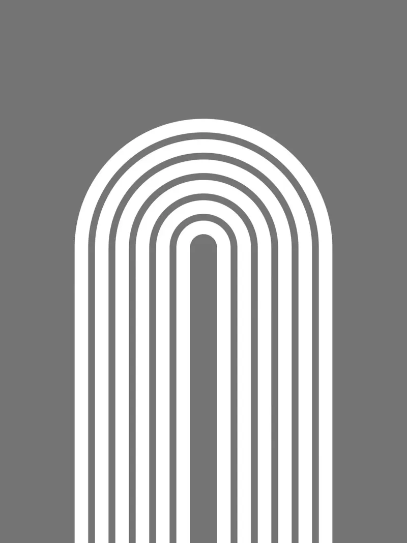 Minimale Geometrische Boog | Wit op Donkergrijs hahnemühle van Beauty in Simplicity