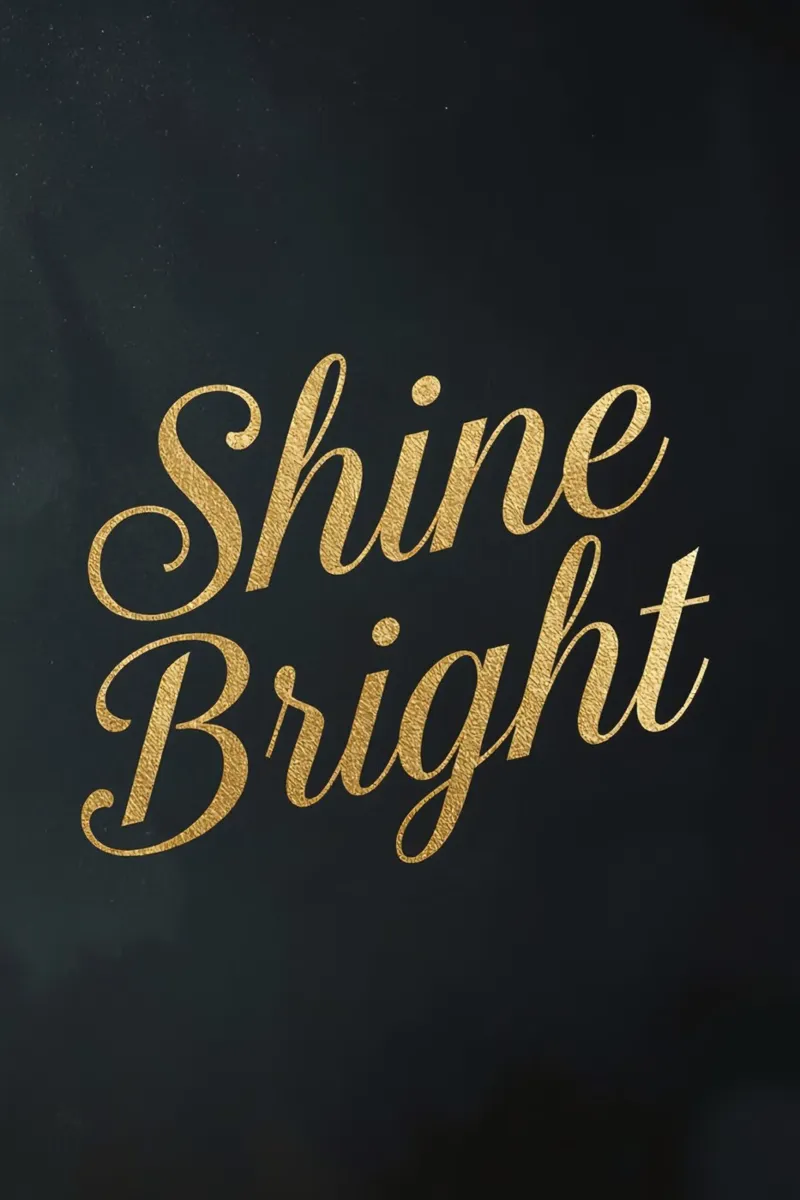 Tilted Golden "Shine Bright" Script on Dark Background poster by DesignDoodle