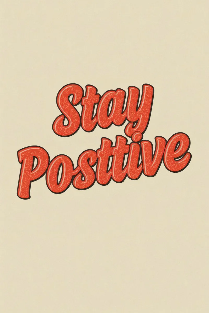 Blijf Positief Typografie op Tan Achtergrond canvas met Baklijst van DesignDoodle
