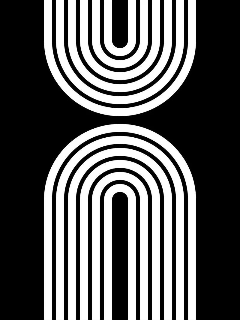 Archi geometrici minimalisti in grassetto 2 | Bianco su nero carta hahnemühle da Beauty in Simplicity