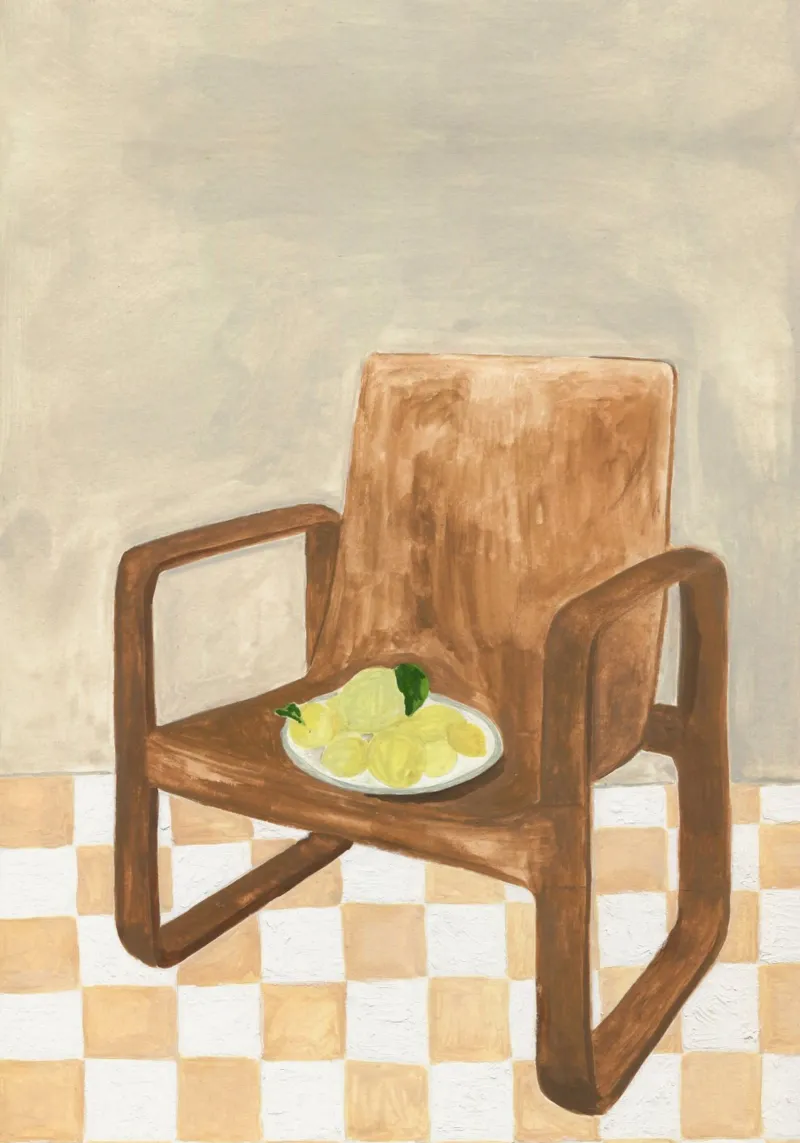 Chair with Lemons tela con Cornice a cassetta da Isabelle Vandeplassche