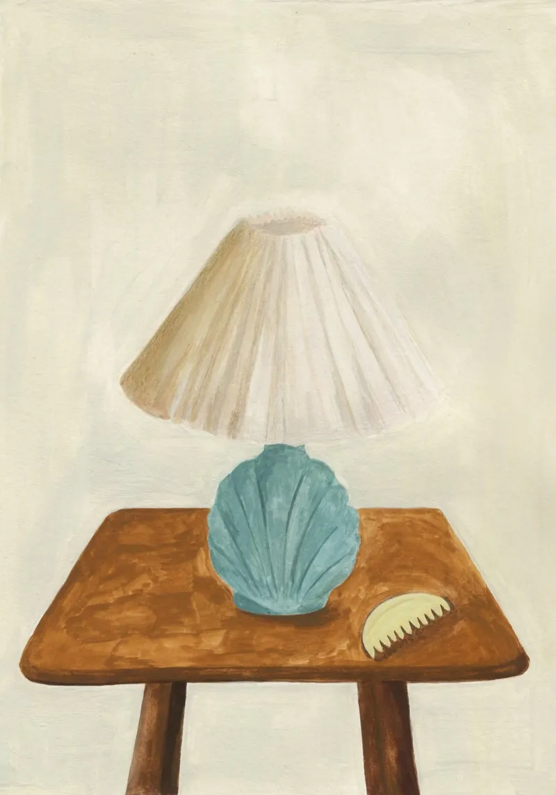 Shell Lamp with Comb poster with wooden frame by Isabelle Vandeplassche