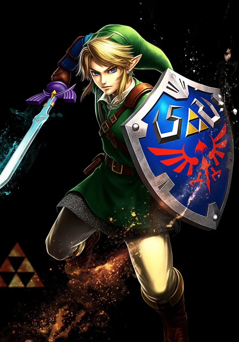 Link The Legend of Zelda canvas with Floater frame by Fleur de Lys