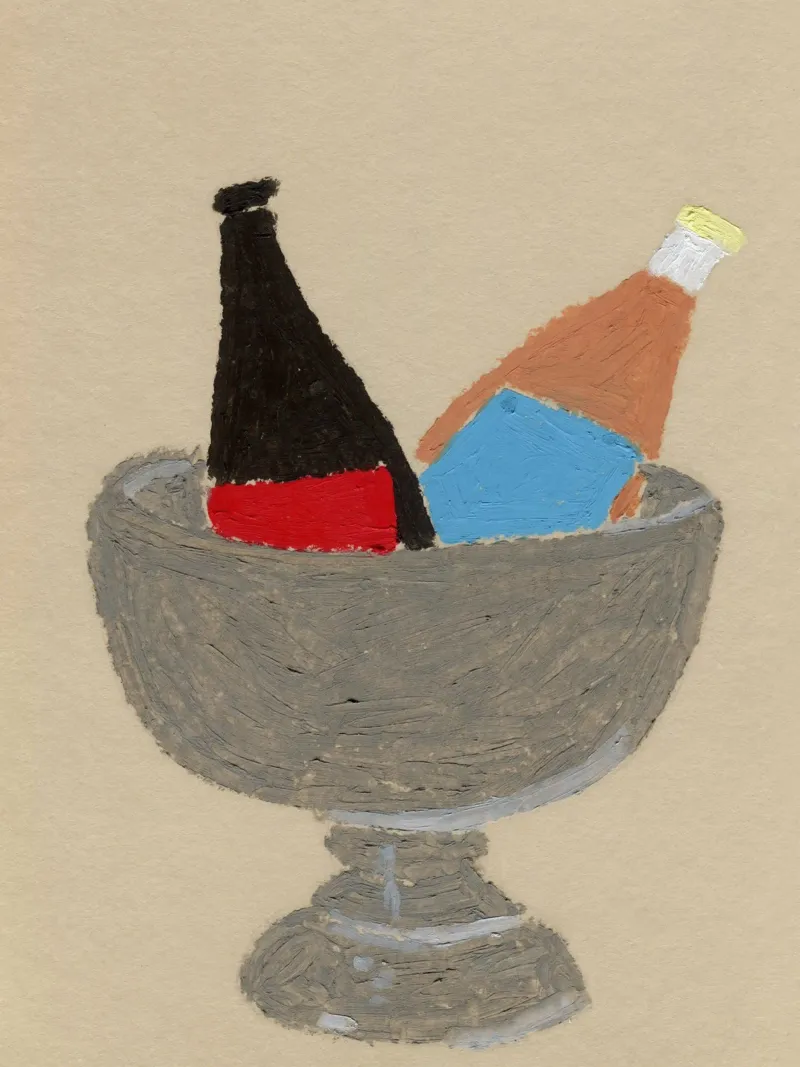Two Bottles poster con telaio in alluminio da Isabelle Vandeplassche