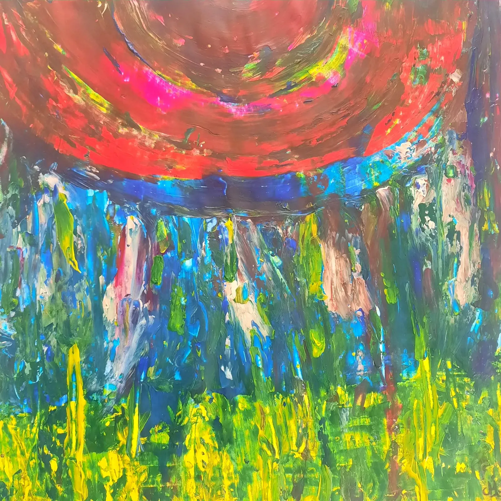 Pittura astratta con colori primari e variazioni poster con telaio in alluminio da Cohe studio