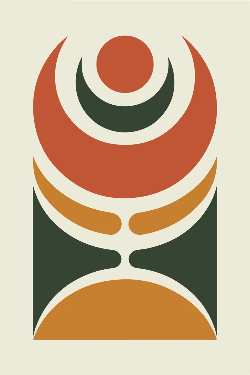 Crescent Moon with Flowing Bands poster con telaio in plastica da LisaArtes