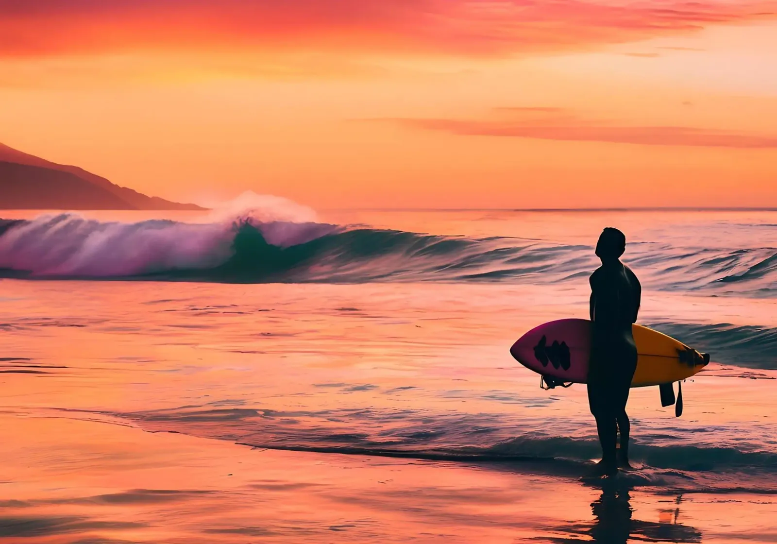 Le Surfeur d'Or poster con telaio in alluminio da ICONICA Art Studio