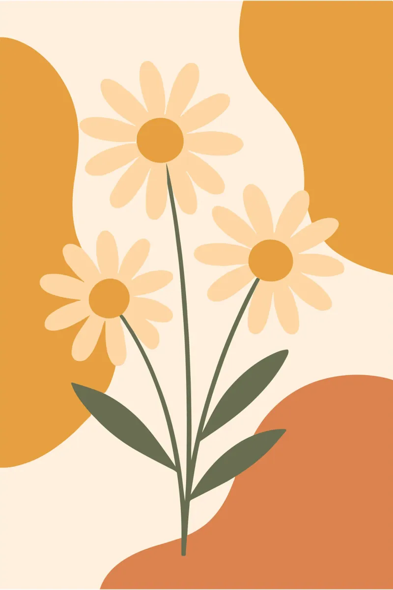 Daisy Bouquet Minimalist tela con Cornice a cassetta da LisaArtes