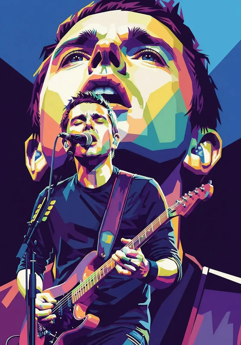 Matthew Bellamy arte poster con telaio in legno da Hantamrata