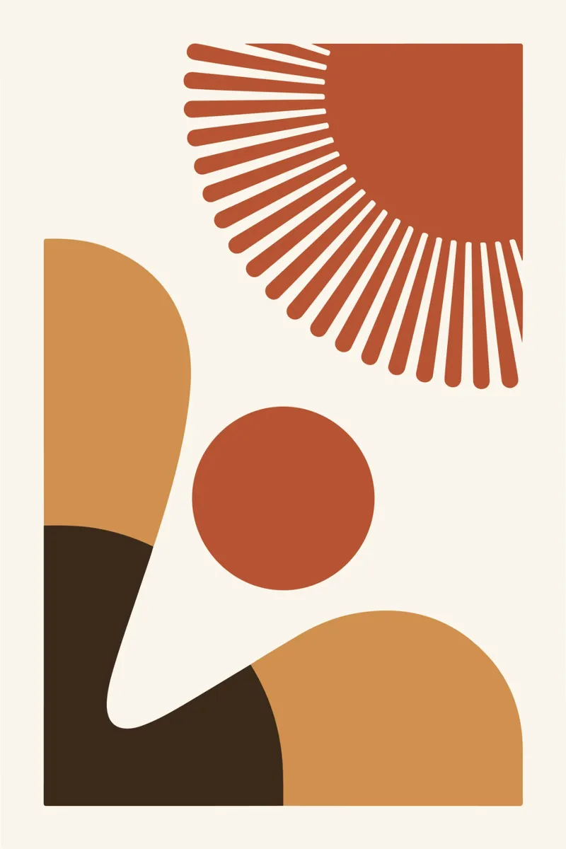 Desert Sunburst Abstract poster con telaio in plastica da LisaArtes