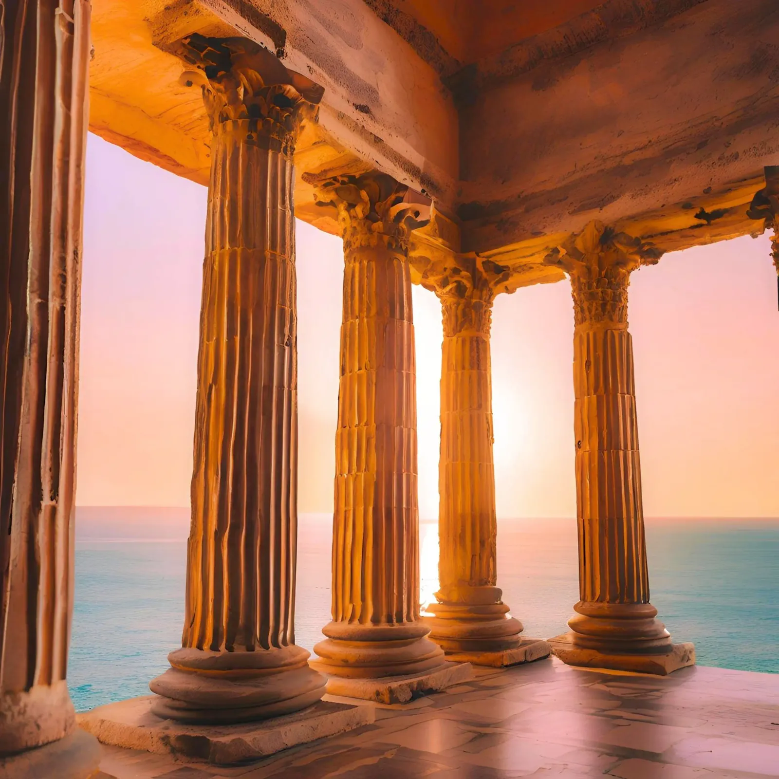 Sunset Column poster con telaio in alluminio da ICONICA Art Studio