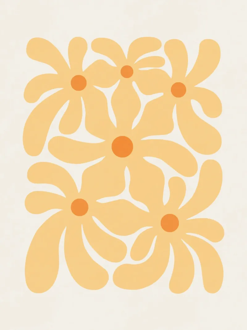 Fiori Groovy anni '70 carta hahnemühle da Asha Designs