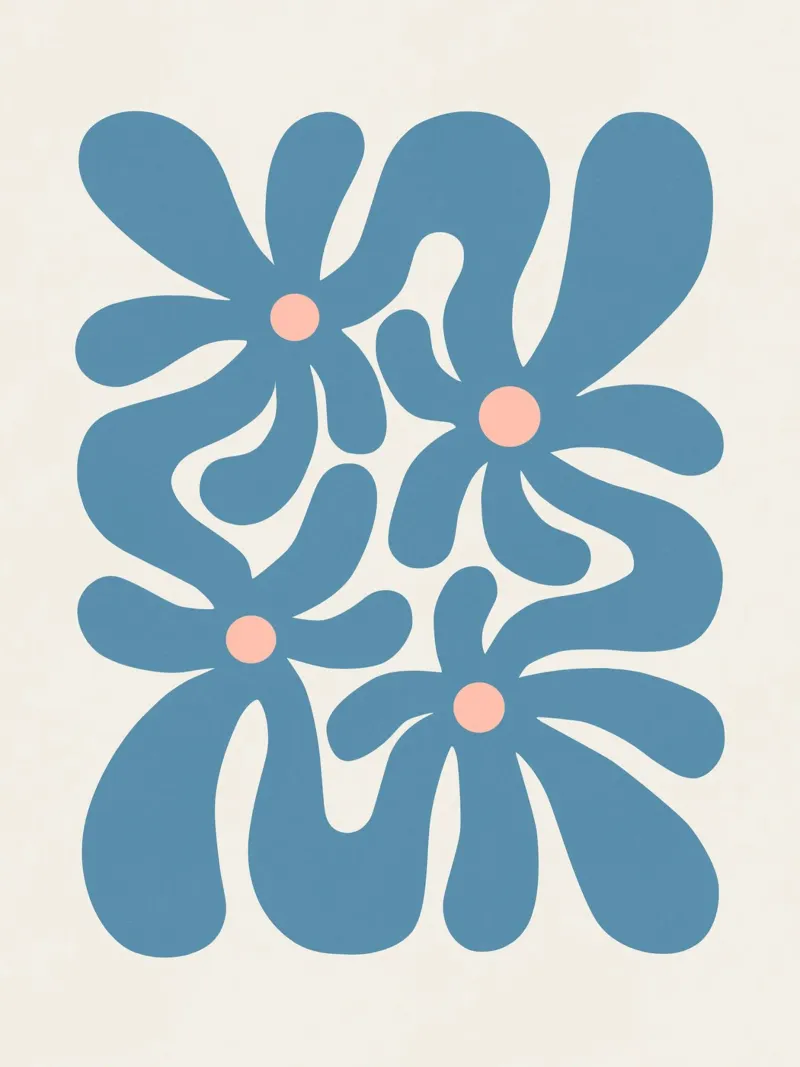 Flores abstractas azules metacrilato de Asha Designs
