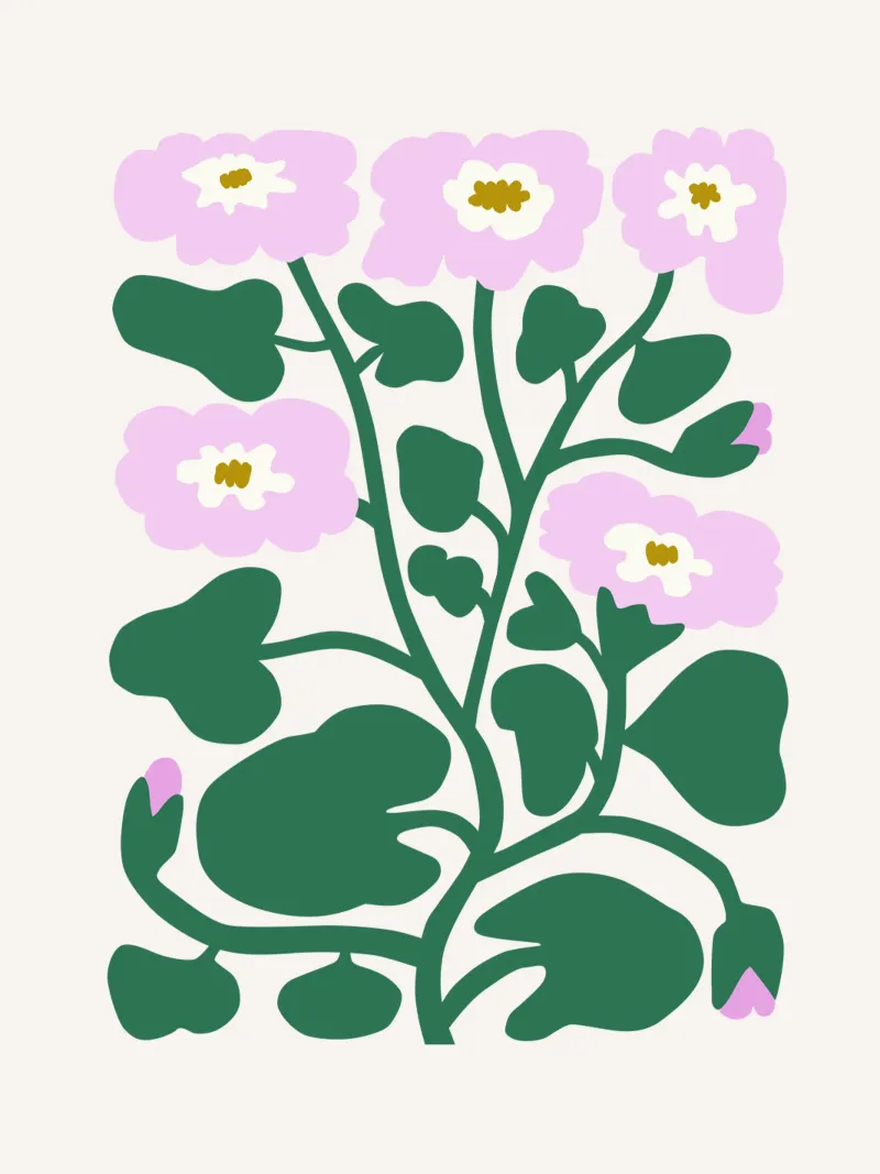 Fiori da giardino poster con telaio in legno da Asha Designs