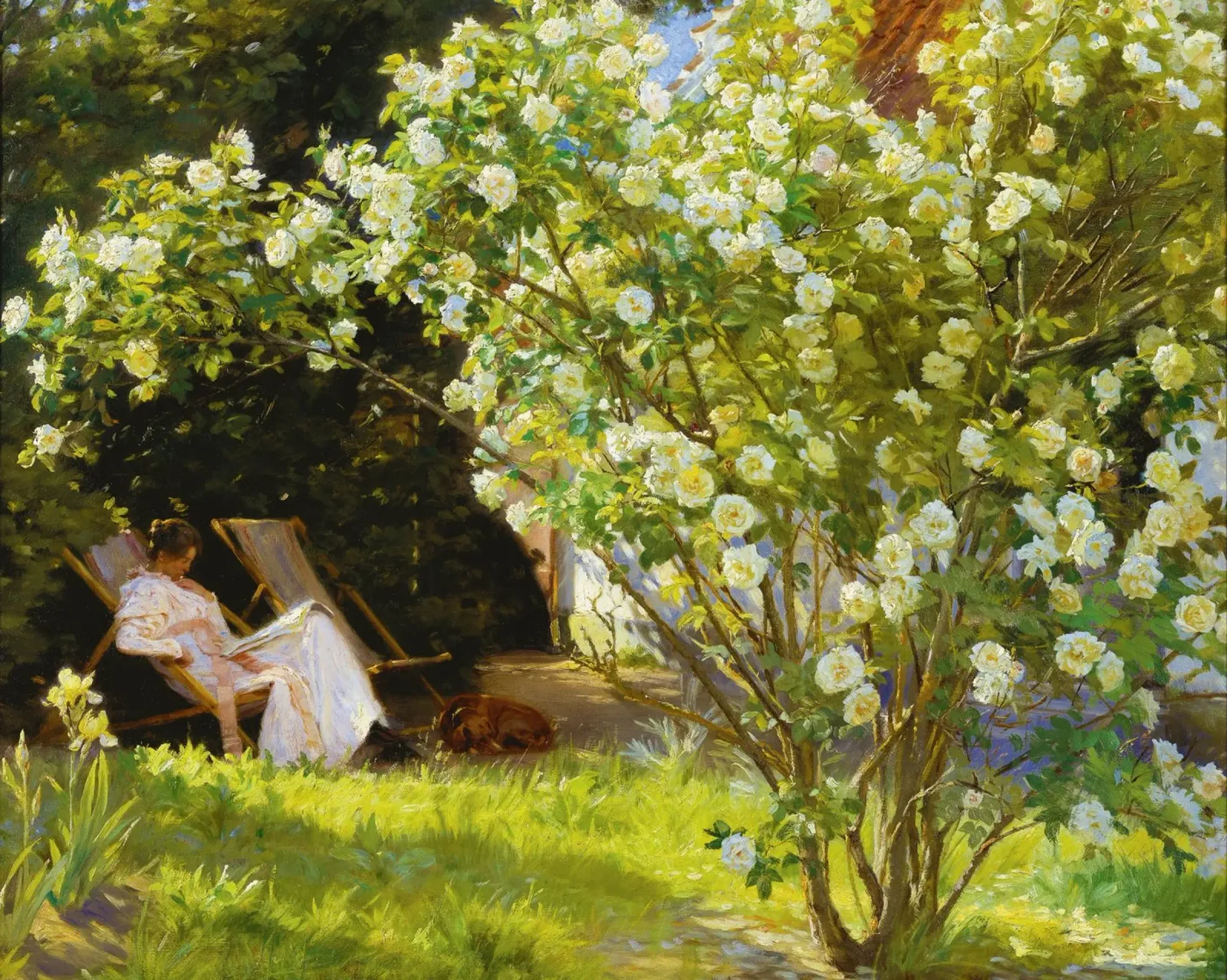 Marie Krøyer Seated in the Deckchair in the Garden canvas with Floater frame by Venus Art