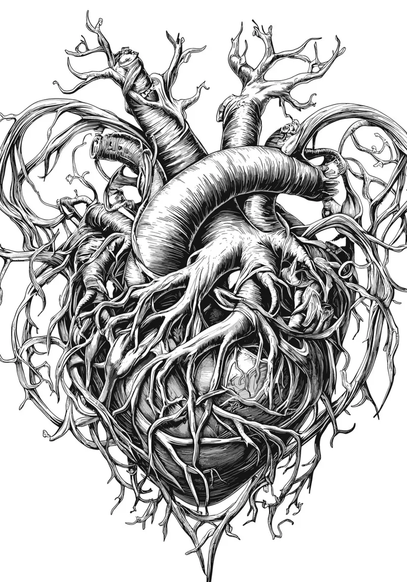 L'anatomia intrecciata della natura poster con telaio in legno da pixelbull - medieval art and more