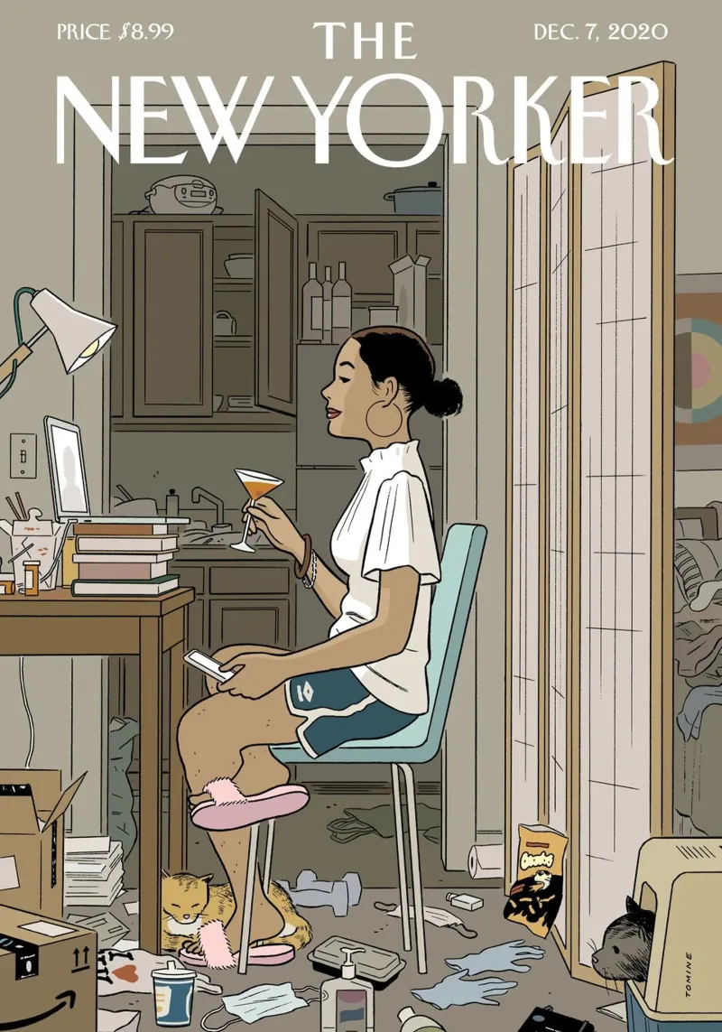 Il New Yorker dicembre 2020 poster con telaio in legno da Mr.Lorenzo
