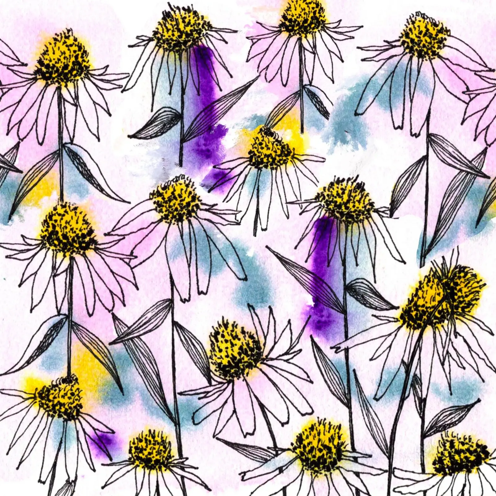 Echinacea tela con Cornice a cassetta da nicigabrieldesigns