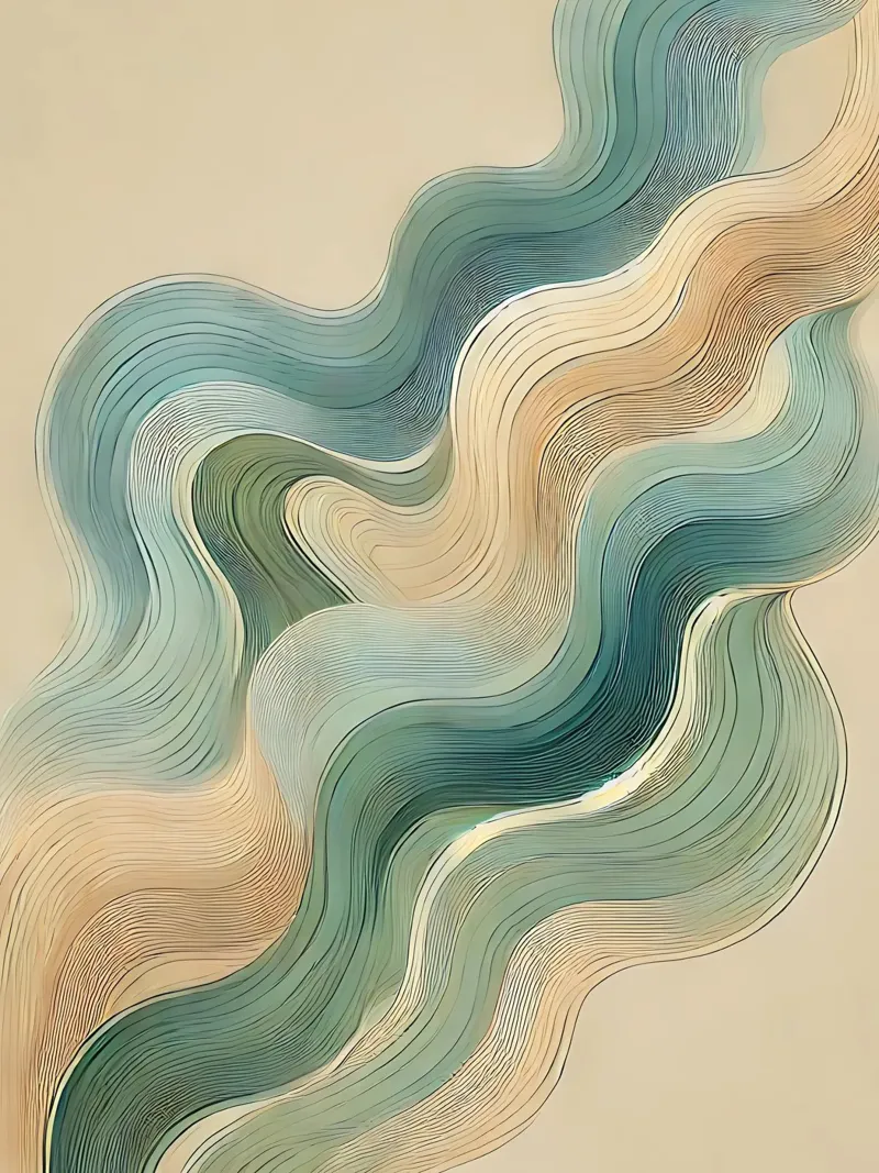 Abstracte golven 5 canvas met Baklijst van WijdevenPrints