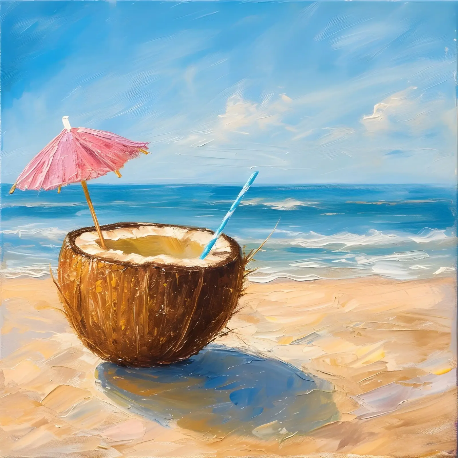 Noce di cocco sulla spiaggia con mare plexiglass da Yaso Design & Art
