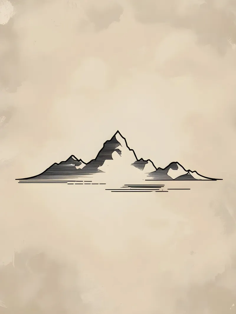 Line Art Mountain poster con telaio in plastica da The Green Room