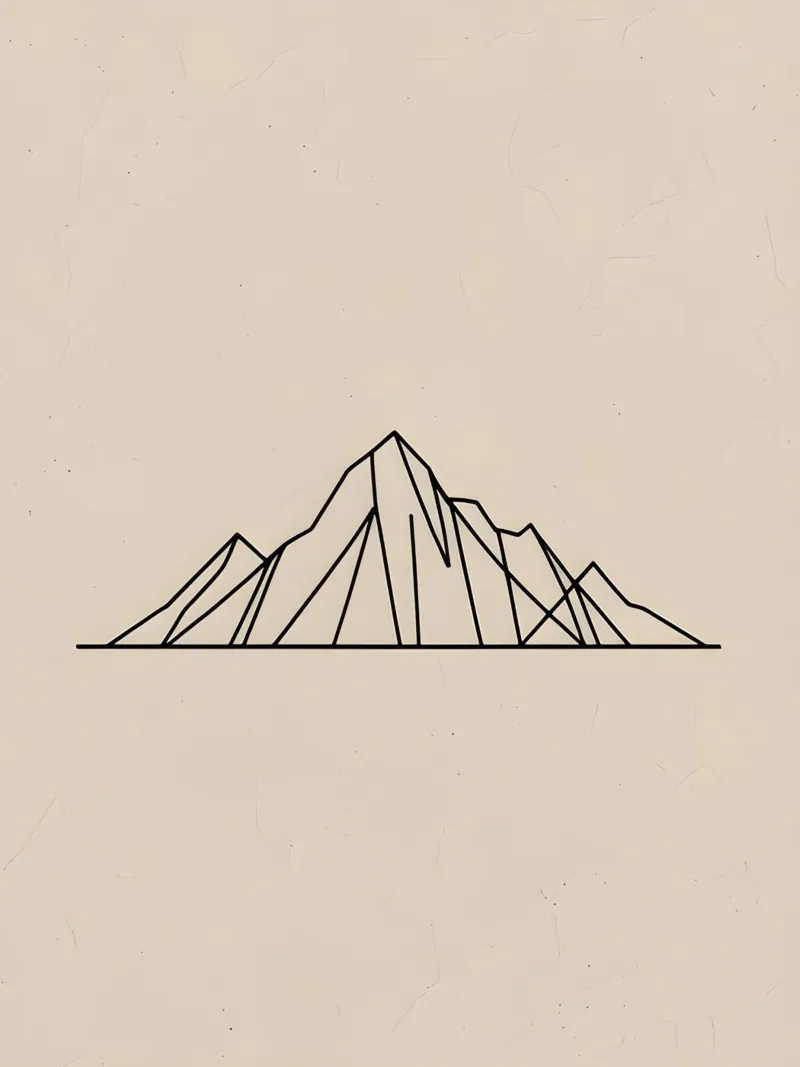 Line Art Mountain poster con telaio in legno da The Green Room