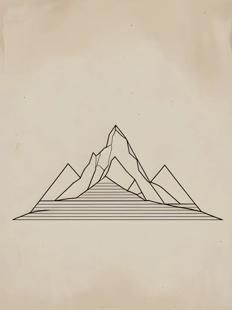Line Art Mountain poster con telaio in legno da The Green Room