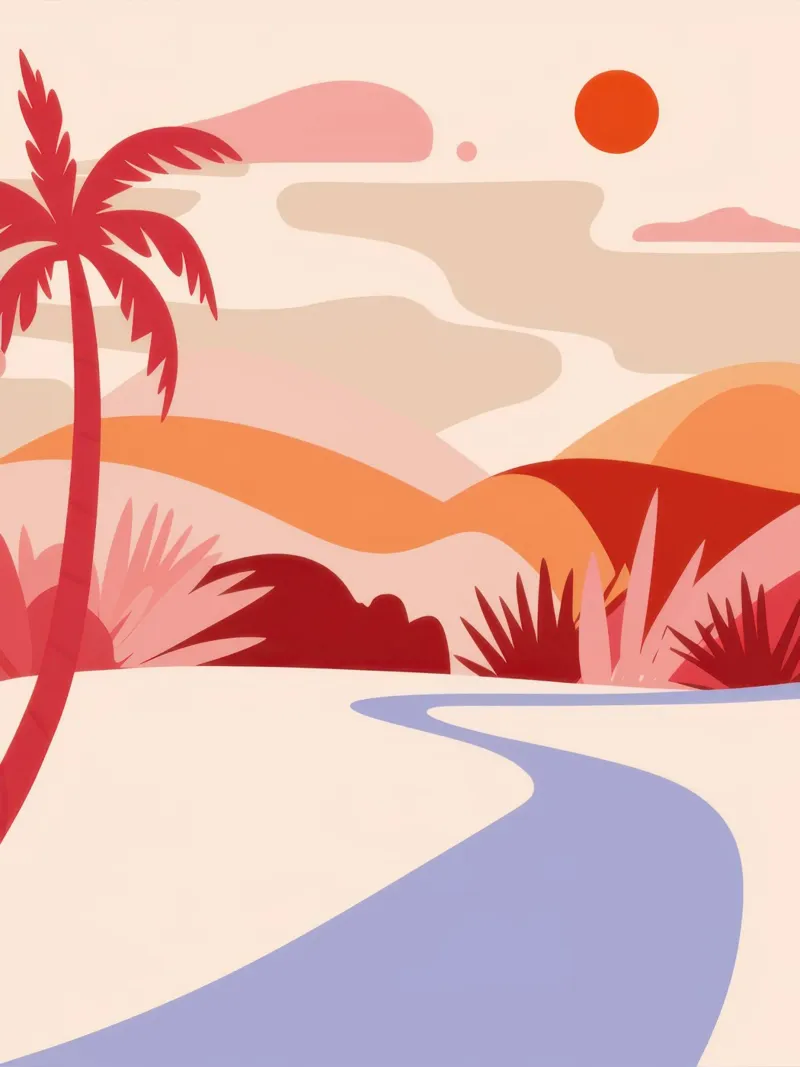 Winding Desert Path canvas with Floater frame by Echo Saber