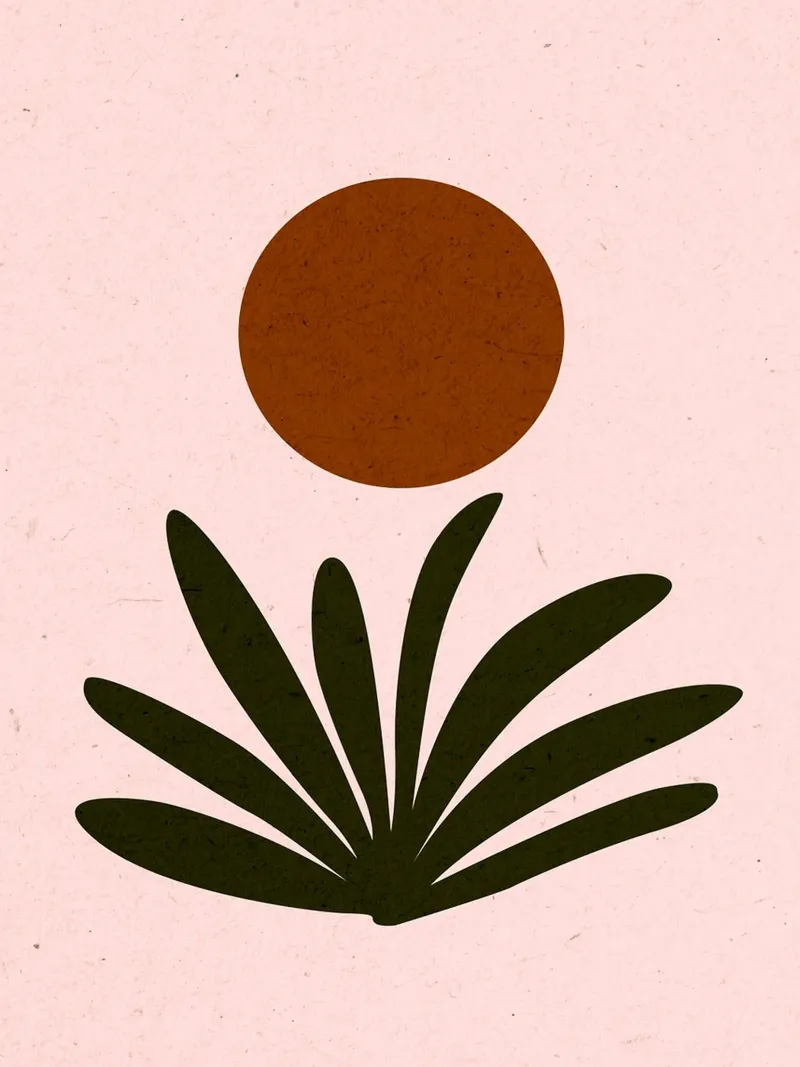 Arte boho Sole e piante poster da Charlotte Gagnon