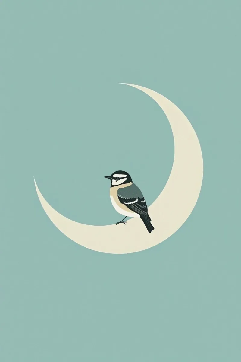 Uccello su mezzaluna Illustrazione poster da DesignDoodle