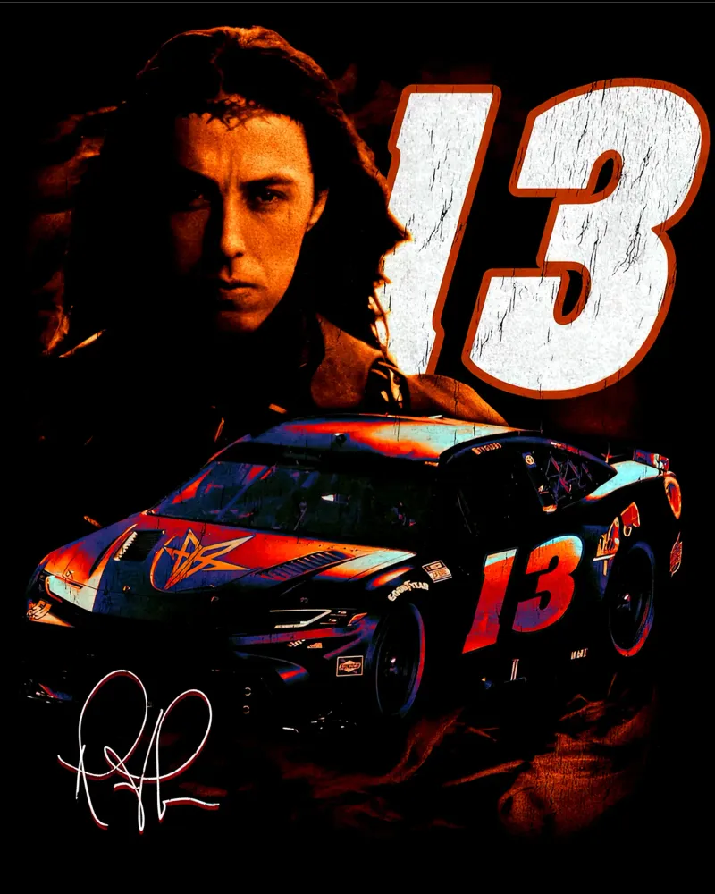 Tee per auto da corsa che cadono in retromarcia poster con telaio in alluminio da andrea boceli
