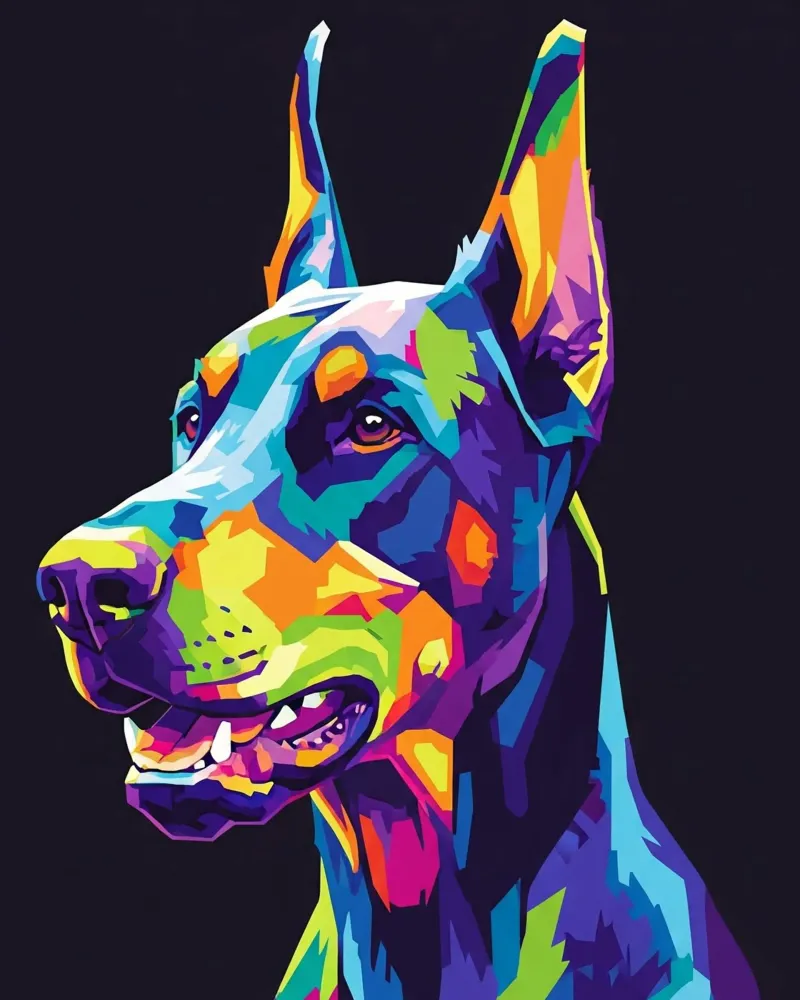 Kleurrijk van Doberman hond canvas met Baklijst van Wild Life studio