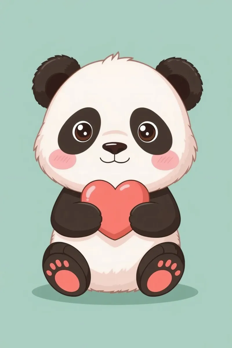 Panda a cartoni animati con il cuore in mano poster da DesignDoodle