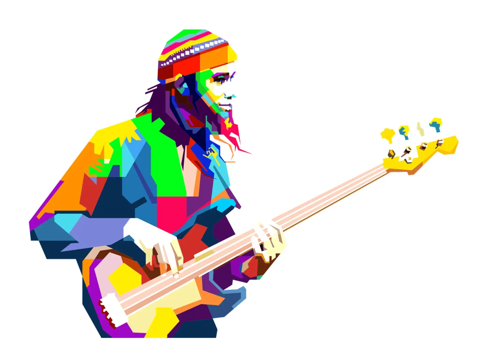 Jaco Pastorius musicista di basso jazz Art WPAP poster con telaio in alluminio da Artkreator