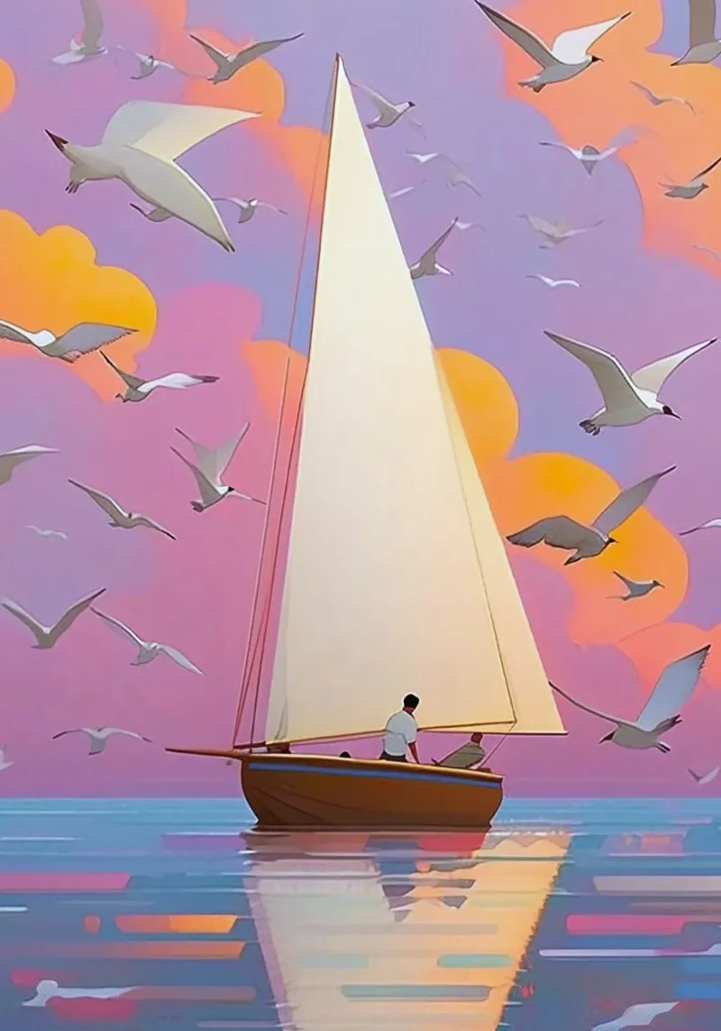 boat bird poster con telaio in alluminio da lily