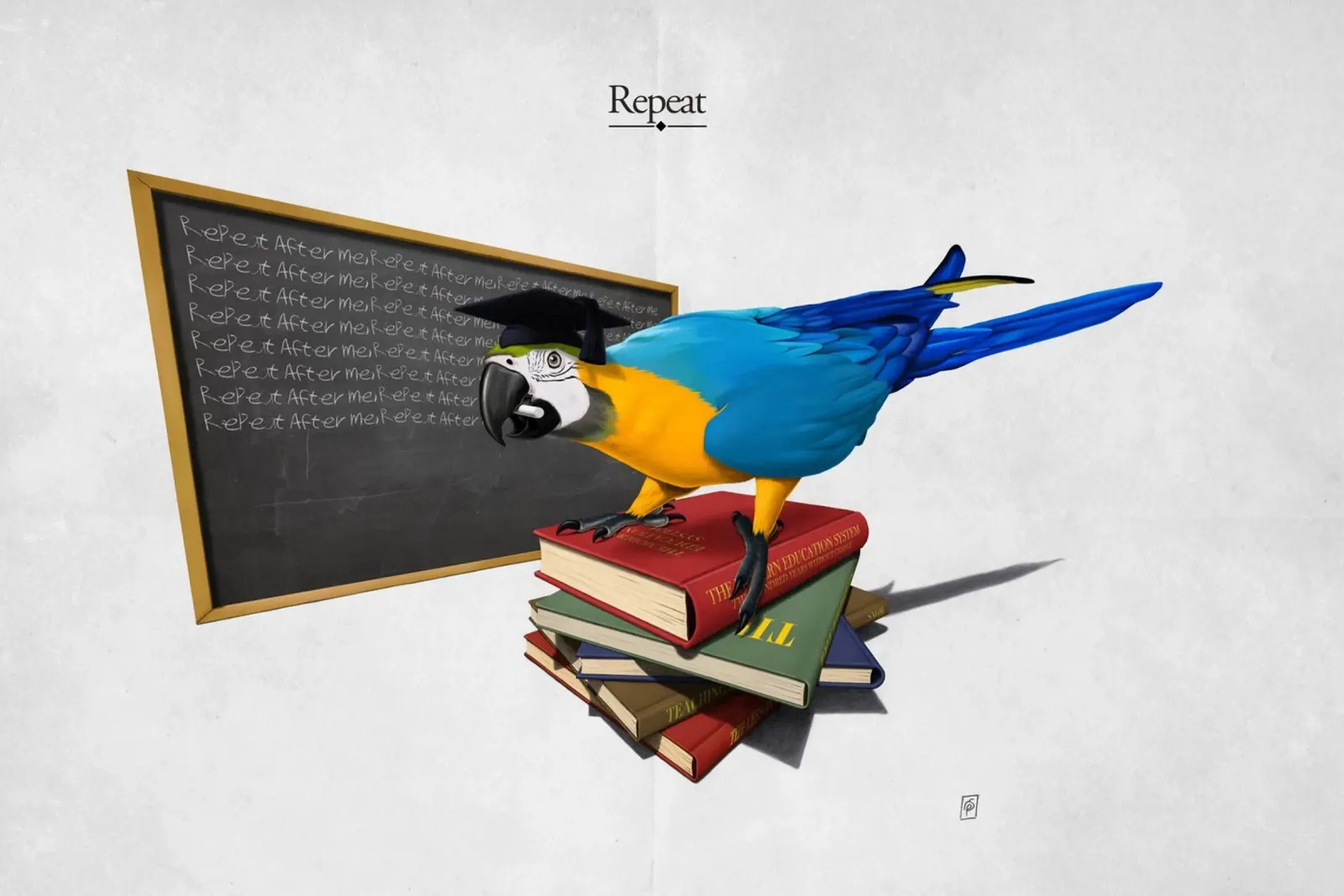 Repeat (Titled) poster con telaio in legno da Rob Art | Illustration
