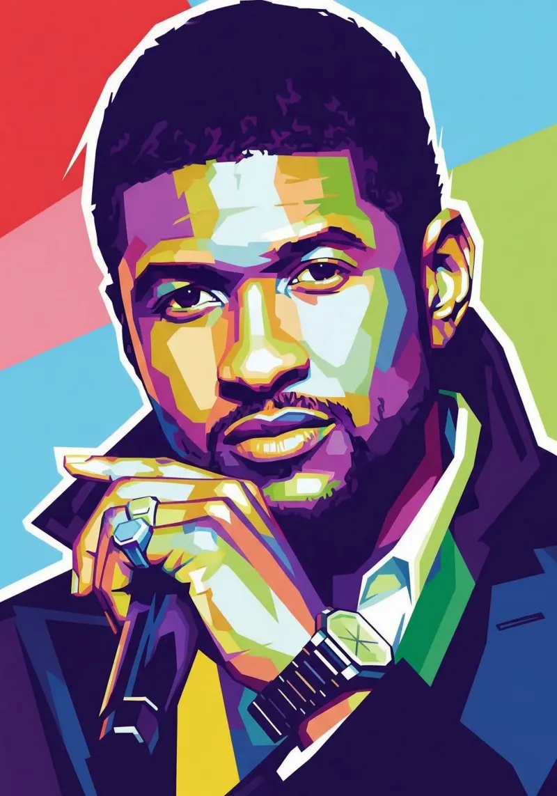 Ritratto pop art di Usher poster da Hantamrata
