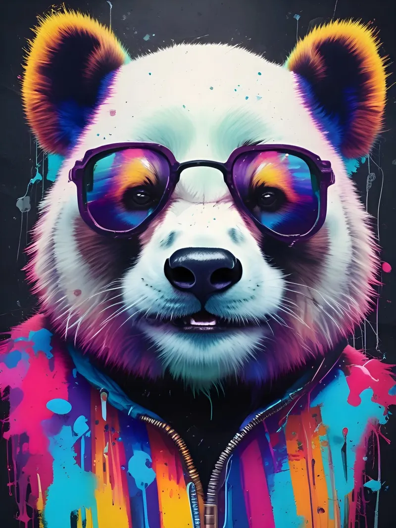 Panda con occhiali poster con telaio in alluminio da MakArena