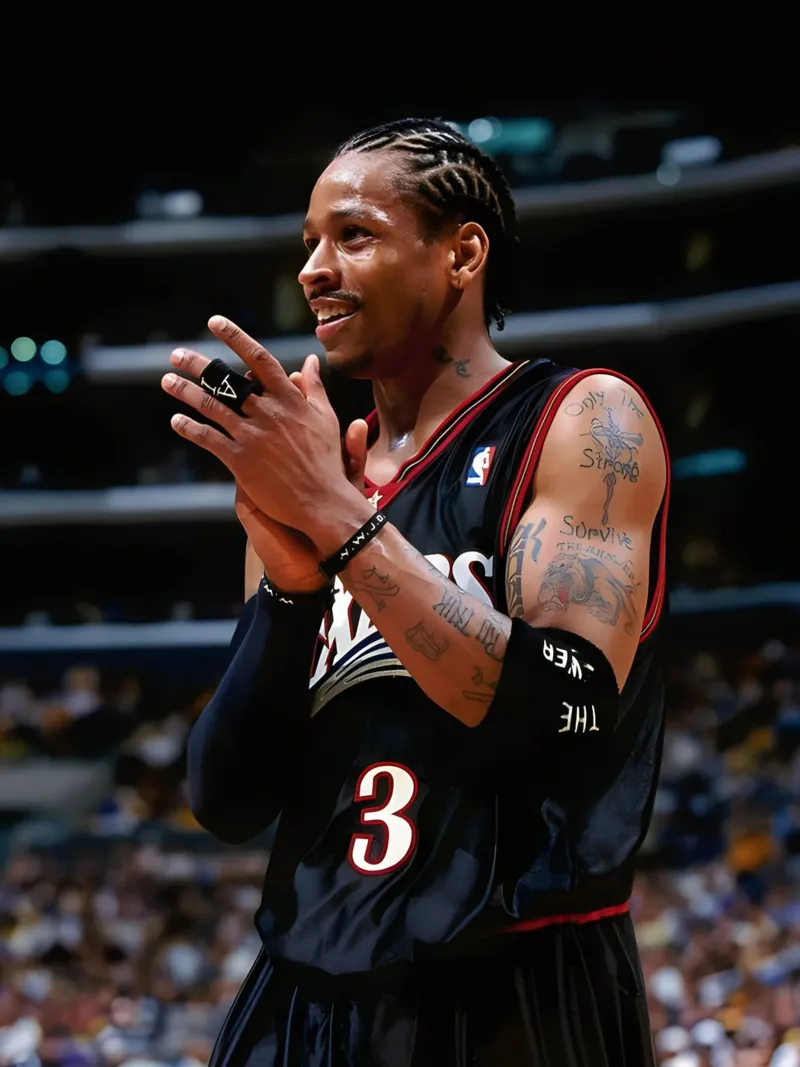 Allen Iverson canvas met Baklijst van Low poly art