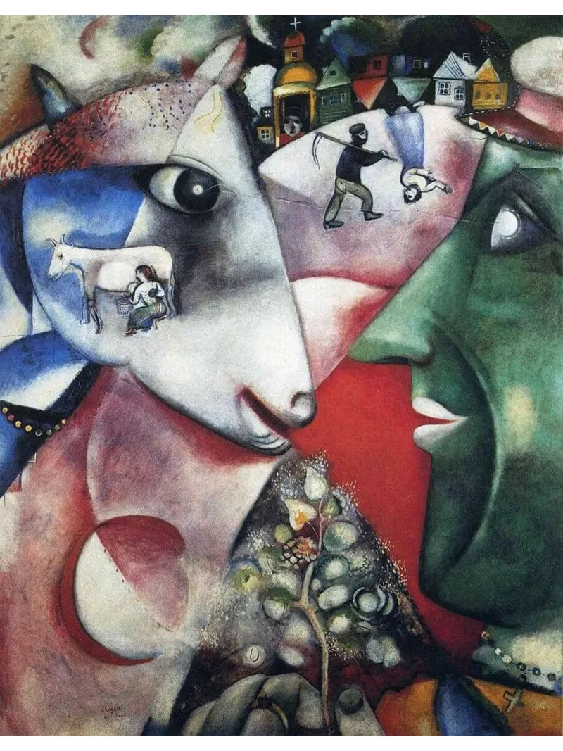 Io e il villaggio, 1911 di Marc Chagall poster con telaio in alluminio da Cindy Cronin