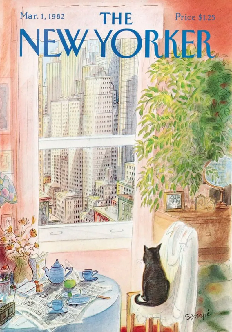 De new yorker oog in oog met de kat puzzel canvas met Baklijst van Mr.Lorenzo