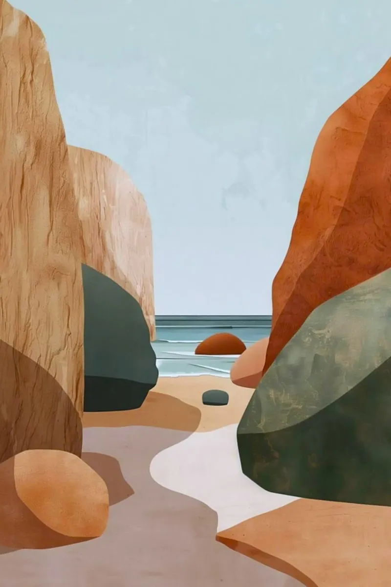 rock and beach poster con telaio in legno da kichin