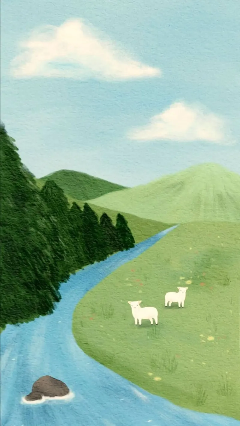 calm sunshine sheep poster con telaio in legno da carsa
