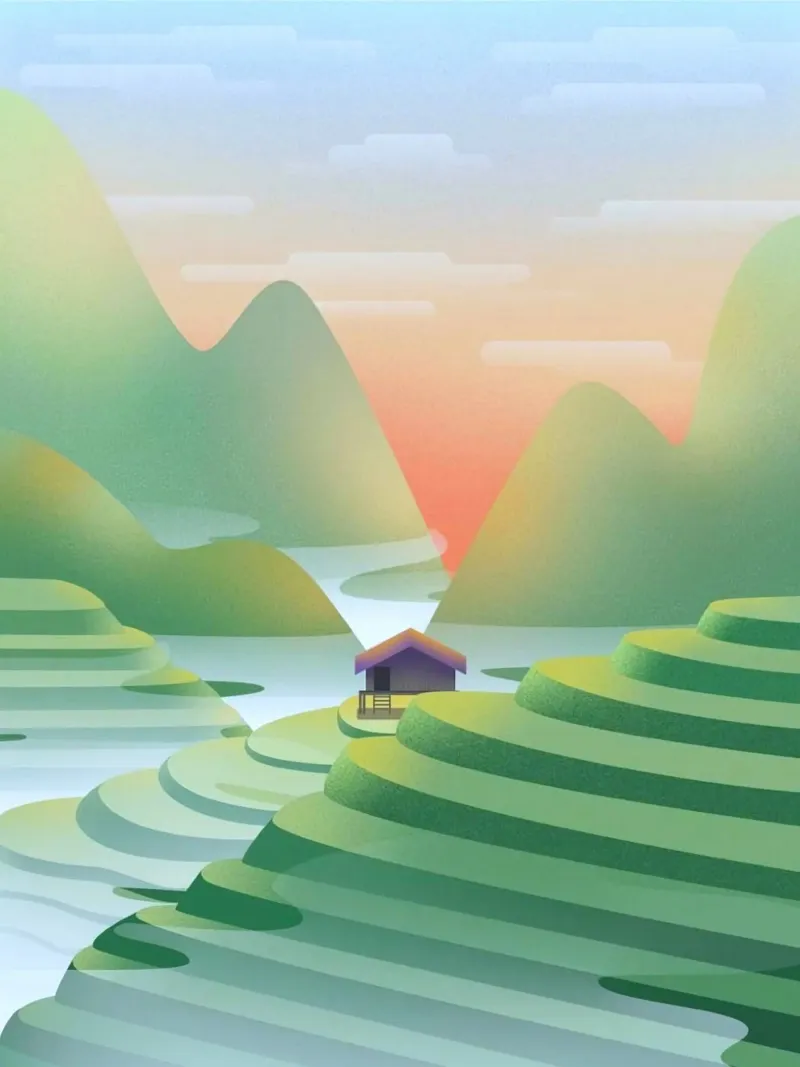 calm field on mountain poster con telaio in legno da kichin